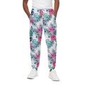 Neon Hibiscus Tropical Pattern Print Cotton Sweatpants