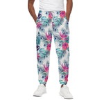 Neon Hibiscus Tropical Pattern Print Cotton Pants
