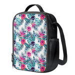 Neon Hibiscus Tropical Pattern Print Crossbody Lunch Bag