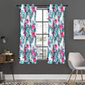 Neon Hibiscus Tropical Pattern Print Grommet Curtain Panels