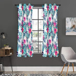 Neon Hibiscus Tropical Pattern Print Curtain