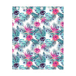 Neon Hibiscus Tropical Pattern Print Curtain