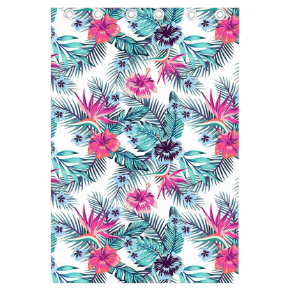 Neon Hibiscus Tropical Pattern Print Curtain
