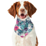 Neon Hibiscus Tropical Pattern Print Dog Bandana