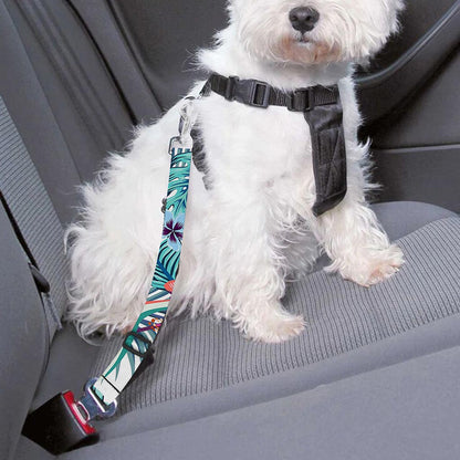 Neon Hibiscus Tropical Pattern Print Dog Seat Belt