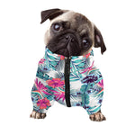 Neon Hibiscus Tropical Pattern Print Dog Zip Up Jacket