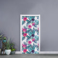 Neon Hibiscus Tropical Pattern Print Door Sticker