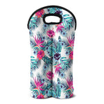 Neon Hibiscus Tropical Pattern Print Double Neoprene Wine Tote