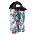 Neon Hibiscus Tropical Pattern Print Double Neoprene Wine Tote