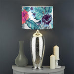 Neon Hibiscus Tropical Pattern Print Drum Lamp Shade