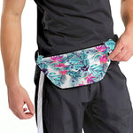 Neon Hibiscus Tropical Pattern Print Fanny Pack