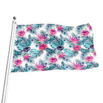 Neon Hibiscus Tropical Pattern Print Flag