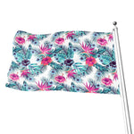 Neon Hibiscus Tropical Pattern Print Flag