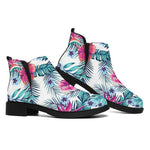 Neon Hibiscus Tropical Pattern Print Flat Ankle Boots
