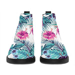 Neon Hibiscus Tropical Pattern Print Flat Ankle Boots