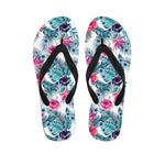 Neon Hibiscus Tropical Pattern Print Flip Flops