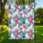 Neon Hibiscus Tropical Pattern Print Garden Flag