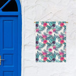 Neon Hibiscus Tropical Pattern Print Garden Flag