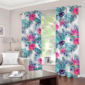 Neon Hibiscus Tropical Pattern Print Grommet Curtains