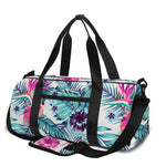 Neon Hibiscus Tropical Pattern Print Gym Bag