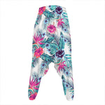 Neon Hibiscus Tropical Pattern Print Hammer Pants