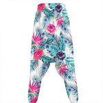 Neon Hibiscus Tropical Pattern Print Hammer Pants