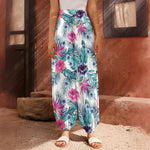 Neon Hibiscus Tropical Pattern Print Harem Pants
