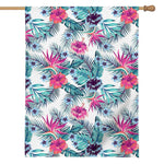 Neon Hibiscus Tropical Pattern Print House Flag