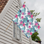 Neon Hibiscus Tropical Pattern Print House Flag