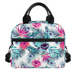 Neon Hibiscus Tropical Pattern Print Insulated Lunch Bag