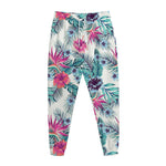 Neon Hibiscus Tropical Pattern Print Jogger Pants