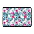 Neon Hibiscus Tropical Pattern Print Kitchen Mat