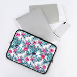 Neon Hibiscus Tropical Pattern Print Laptop Sleeve