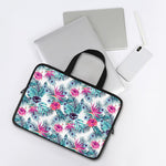 Neon Hibiscus Tropical Pattern Print Laptop Sleeve With Handle