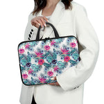 Neon Hibiscus Tropical Pattern Print Laptop Sleeve With Handle