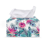 Neon Hibiscus Tropical Pattern Print Leather Tissue Box Cover