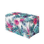 Neon Hibiscus Tropical Pattern Print Leather Tissue Box Cover