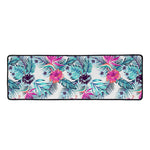 Neon Hibiscus Tropical Pattern Print Long Kitchen Mat