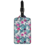 Neon Hibiscus Tropical Pattern Print Luggage Tag