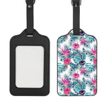 Neon Hibiscus Tropical Pattern Print Luggage Tag