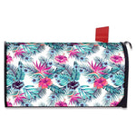 Neon Hibiscus Tropical Pattern Print Mailbox Cover