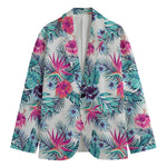 Neon Hibiscus Tropical Pattern Print Men's Blazer