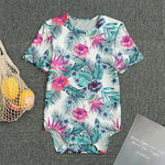 Neon Hibiscus Tropical Pattern Print Men's Bodysuit