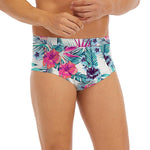 Neon Hibiscus Tropical Pattern Print Men's Briefs