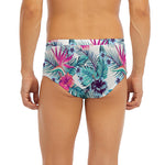 Neon Hibiscus Tropical Pattern Print Men's Briefs