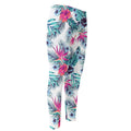 Neon Hibiscus Tropical Pattern Print Men's Compression Pants