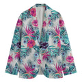 Neon Hibiscus Tropical Pattern Print Men's Cotton Blazer