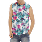 Neon Hibiscus Tropical Pattern Print Men's Fitness Tank Top