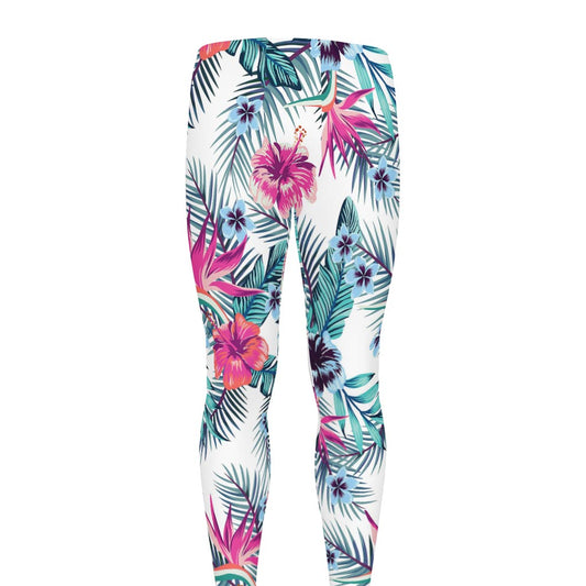 Neon Hibiscus Tropical Pattern Print Men's leggings