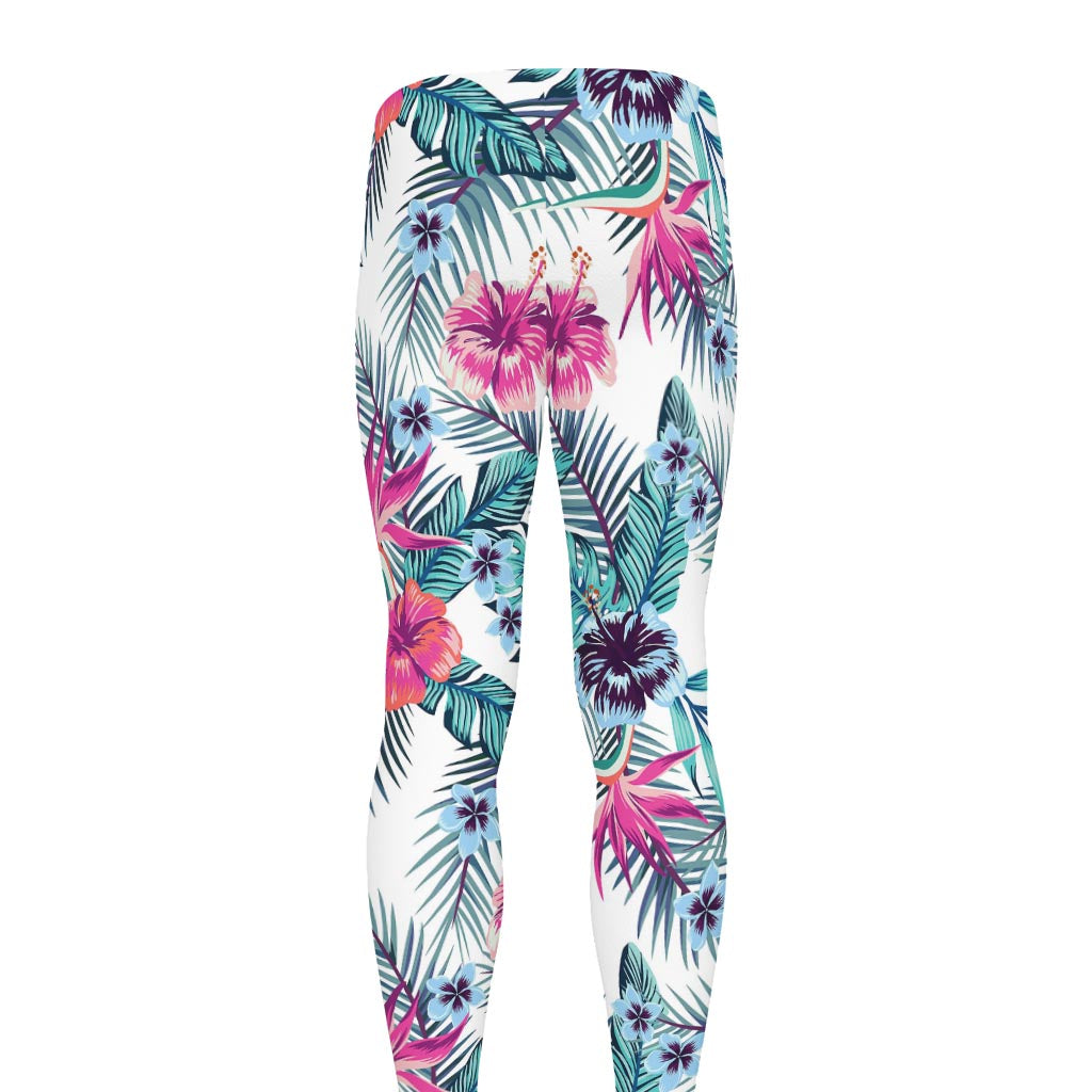 Neon Hibiscus Tropical Pattern Print Men's leggings